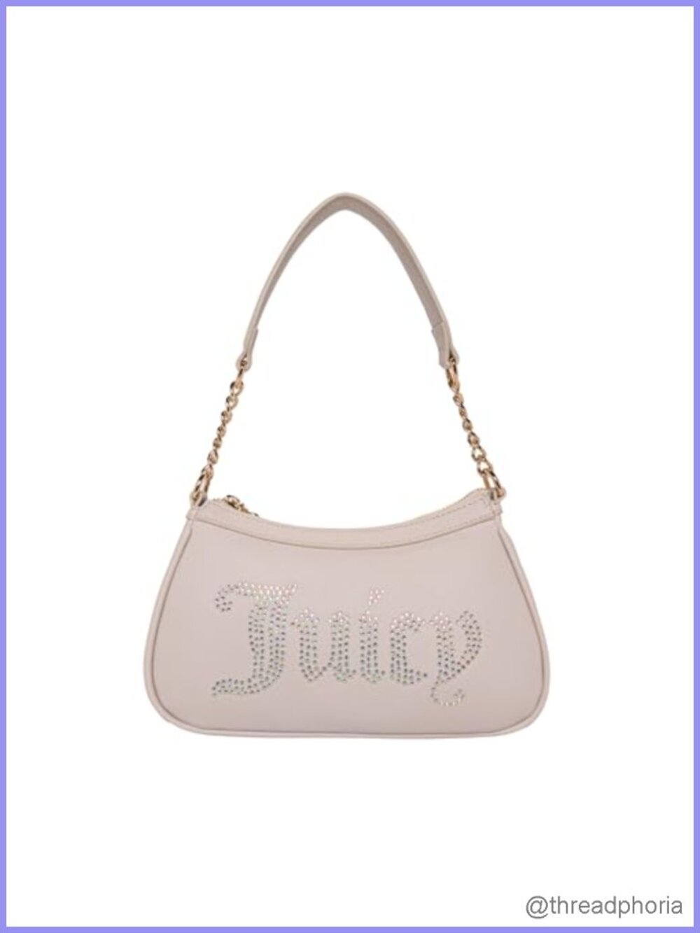 Vinyl Shoulder Bag with Gold-Tone Chain Strap, Interior Pocket